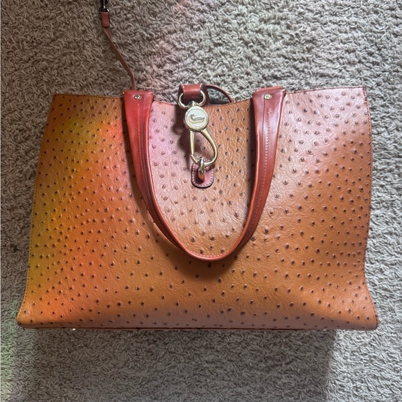 Dooney & Bourke Handbags - Dooney & Bourke Tan and Orange Leather Tote